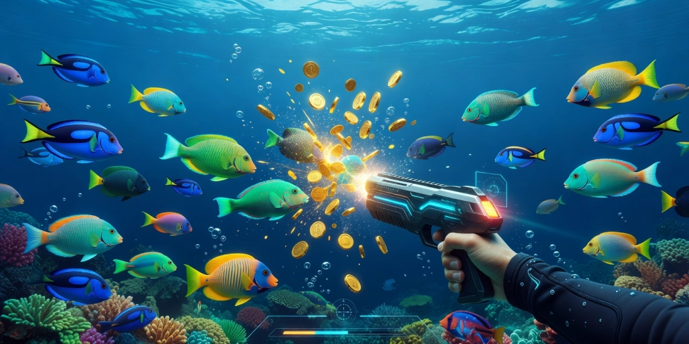 Minh họa giao diện game bắn cá xèng nh88 với đồ họa sống động và cá đa dạng