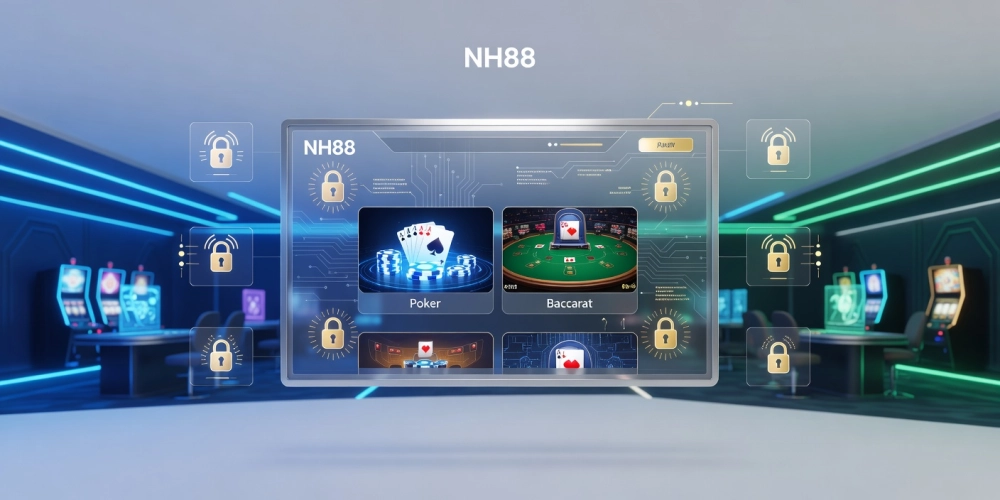 Hình minh họa khái niệm casino nh88 với giao diện trò chơi trực tuyến hiện đại và an toàn.