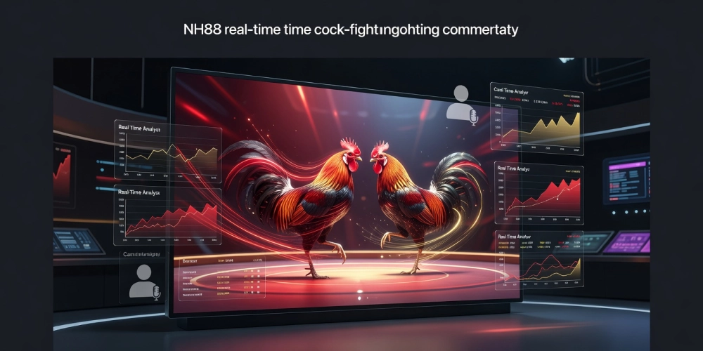 Minh họa khái niệm đá gà bình luận viên trên nền tảng NH88 với giao diện chuyên nghiệp
